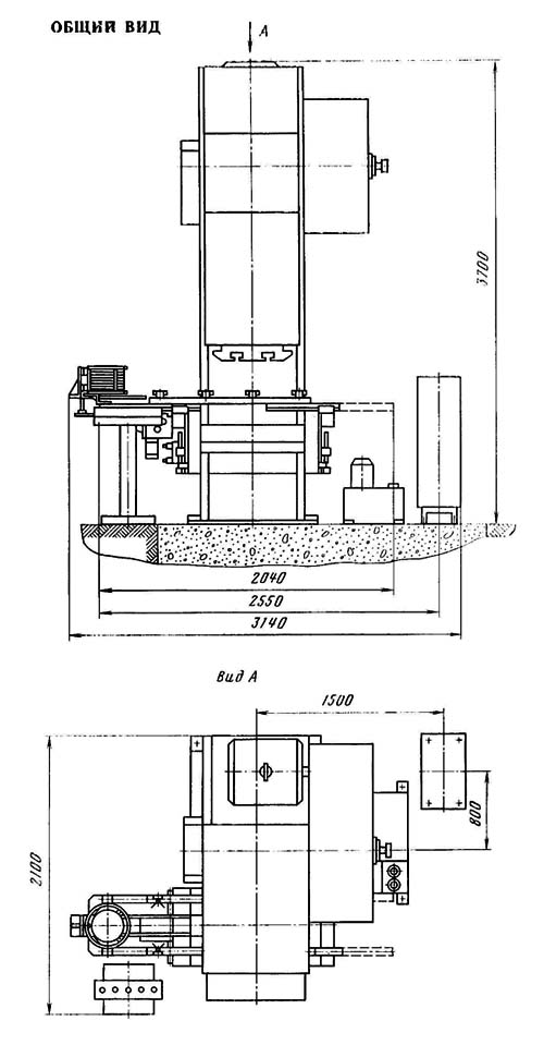КВ2132 Загальний вигляд  кривошипного открытого ненаклоняемого пресса з грейферной подачей